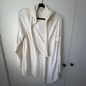 Michael Kors Ivory Hooded Waterfall Cardigan 1X Cozy Drape Sweater